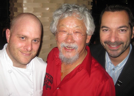 Chef Lee Humphries, David Suzuki and resto owner Harry Kambolis fronted the Suzuki and C Blue Foundation benefit dinner at C Restaurant.