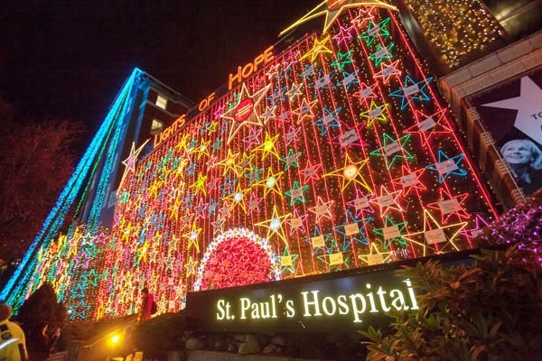 Fireworks marked the official opening of the Lights of Hope at St. Paul's
Hospital, which will light up the neighbourhood through the holiday season until Jan. 7.