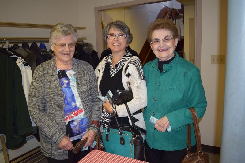 Pauline Bear, at left, Susan Bear, centre and Mary Welykholowa arrived at the Kamsack United Church basement for an enjoyable afternoon of socializing at the Valentine’s Day Tea held February 11.