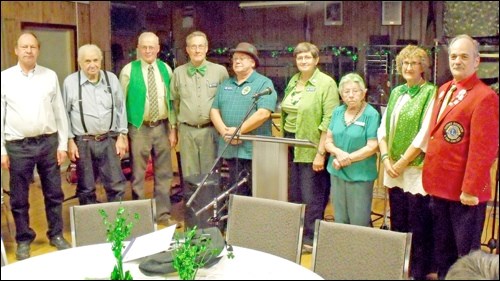 New members of Borden Lions were recently inducted. In the photo are Mel Wasylyshin, Bill Zamosny, Archie Wainwright, Ed Neufeld, Perry Nicol, Lorraine Olinyk, Audrey Duda, Bev Assman and district governor Paul Danis. Photo submitted by Lorraine Olinyk