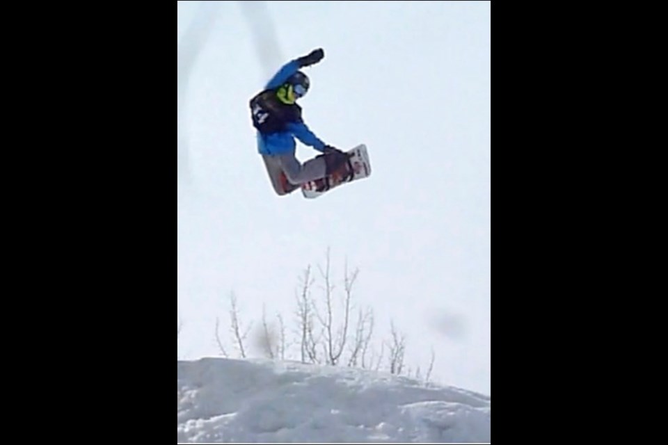 Rio Tucker came out on top of Saskatchewan Snowboard Association Provincial finals at Table Mountain March 18. He competed in the under 14 age group. Photo submitted