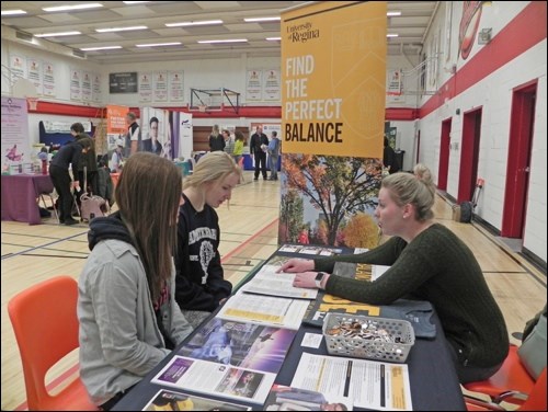 In conjunction with UCHS student-led conferences April 27, a career fair was held where students were able to sit down with a number of post secondary instituations to discuss classes required and options for their planning their career path. Photos by Sherri Solomko