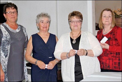 Service awards were presented to, left to right, Sophie Metlewsky, Genevieve Wangler (60 Years), Helen I. Miller (45 years), Valerie Risling (45 years). Not present, but receiving recognition were Lucie Rohs (65 years), Elizabeth Herle (45 years). Photos by Michelle Pontes