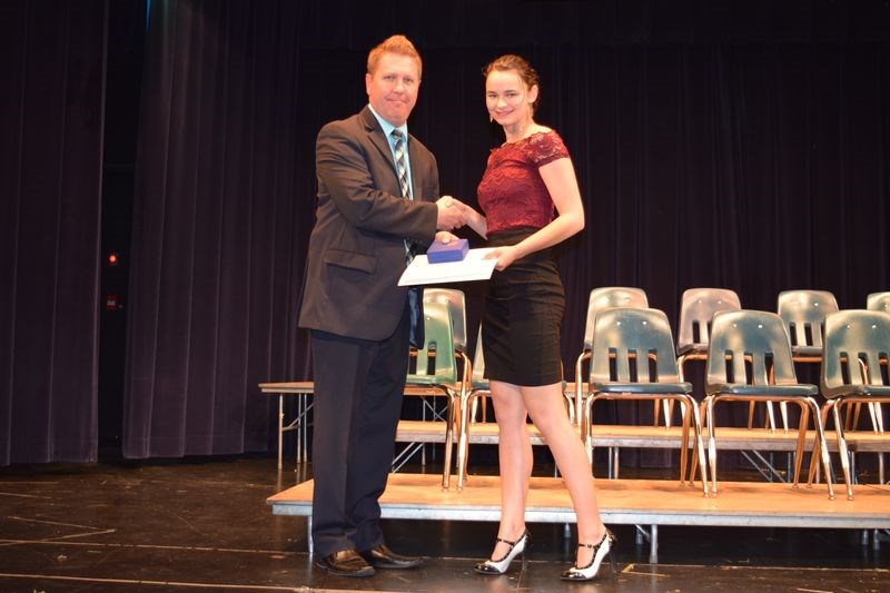 The Governor General’s Award was presented to Megan Tomilin, a 2016 graduate, by Shannon Leson of the Good Spirit School Division.