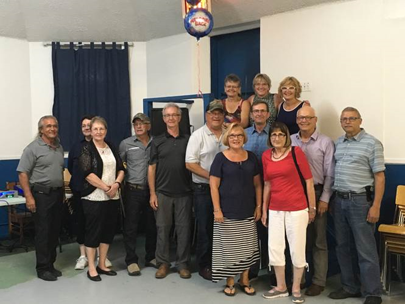 From left, those attending the Pensioners’ Prom on August 11 and 12 included: (back row) Gwen (Skoretz) Westerlund, Linda (Dutchak) Pye and Virginia (Hrywkiw) Wildeman; (middle row) Jim Shalkowsky, Theresa Chabun, Sandra Tarnowski, Ed Keyowski, Mervin Grywacheski, Larry Kalmakoff, Les Matsalla, Virgil Hrywkiw and Al Witwicki; and (front) Dora (Wasyliw) D'Ottovio, and Phyllis (Chalus) Kozun. Not available for the picture was Don Slowski.