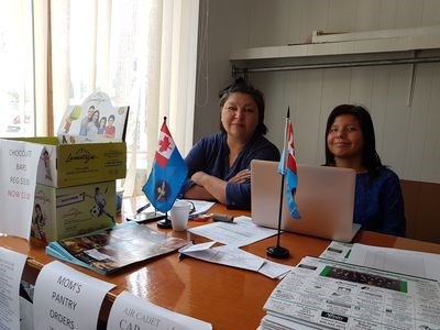 Karen Tourangeau, left, and Sage Tourangeau were manning a table at the Hint of Garlic Festival on September 10 to raise funds for the Kamsack air cadets. The sale of Mom’s Pantry products is one of their current fundraisers.