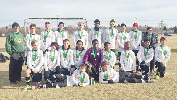 The Saints pause for a photo with their bronze medals.