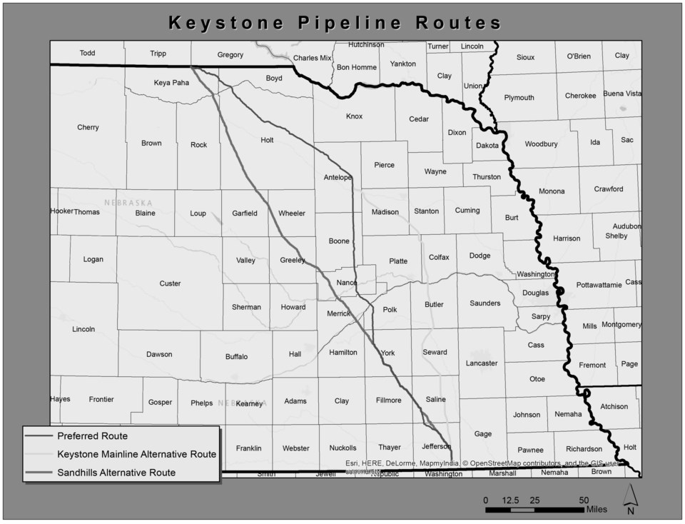 Keystone XL Nebraska map