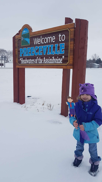 Adley Ward of Preeceville welcomed her new friend Flat Stanley to Preeceville.