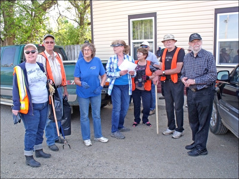 Some of the Borden Lions ready to clean Highway 16 ditches May 26.