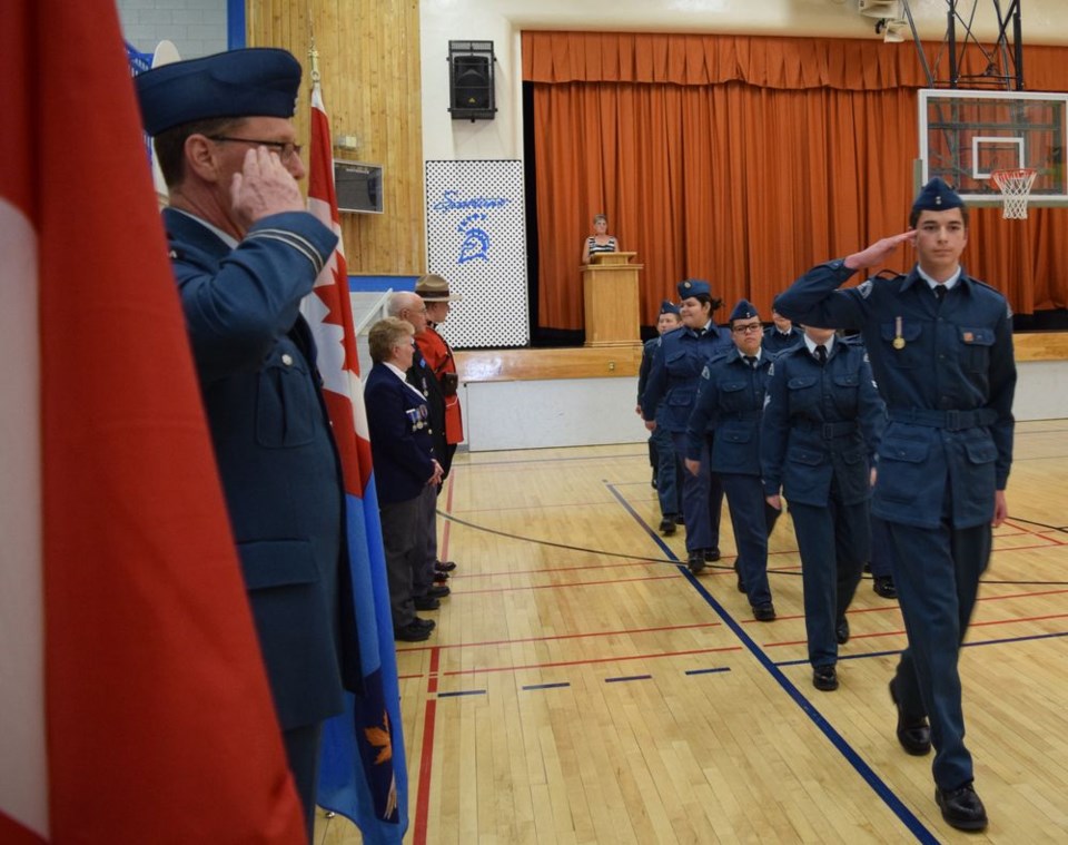 Cadets March past viewing stand for review