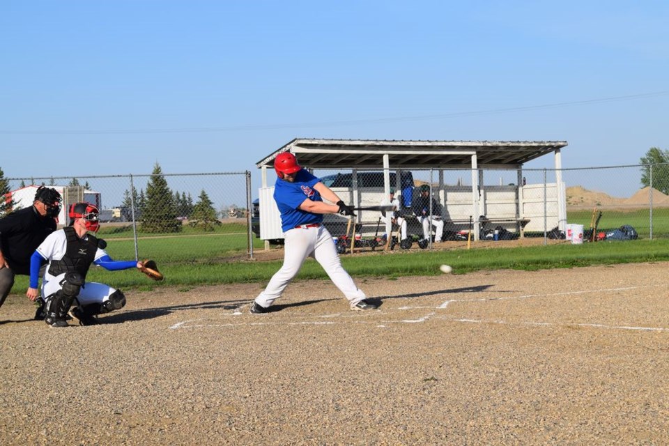 Adam Korb of the Canora Supers swung his bat and made solid contact during a home game on May 28 versus the Langenburg Legends.