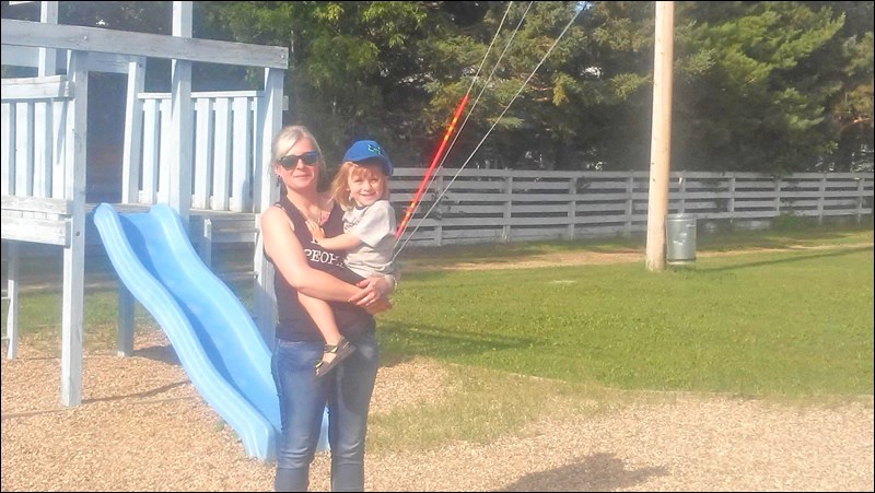 Nicole Seidle and son at the Medstead Centennial Park. Photos by Corrina Murdoch