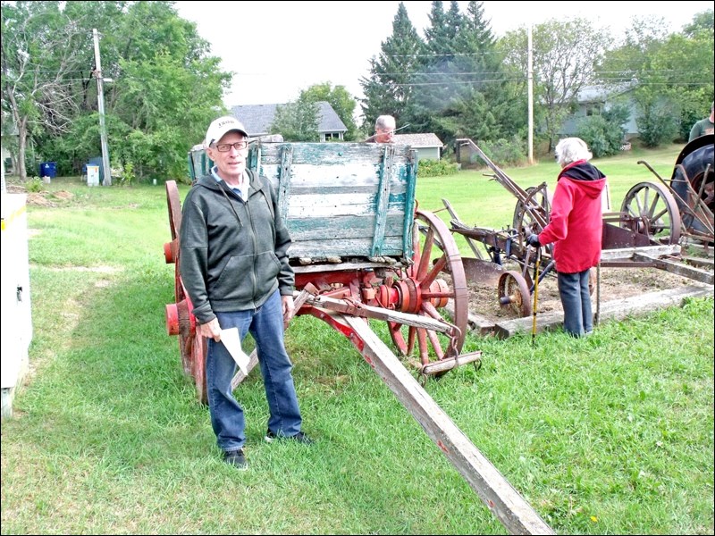 Brian Irwin from Calgary gave a talk on the old Rawlyk grain wagon at the Borden Museum Aug. 25 Photos submitted by Lorraine Olinyk