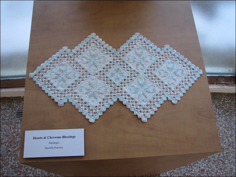 Hardanger, a traditional Norwegian form of embroidery that uses thread counting and thread drawing, is a favourite of embroidery artist Marcella Pedersen, whose works are on display at the Chapel Gallery.