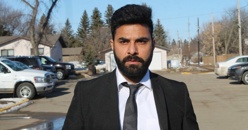 Jaskirat Singh Sidhu makes his way into Melfort's Kerry Vickar Centre March 22 to learn his sentence