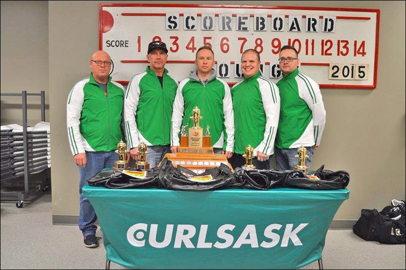 Director of Saskatchewan Firefighters Curling Association Ian Wainwright of Borden with the team tha