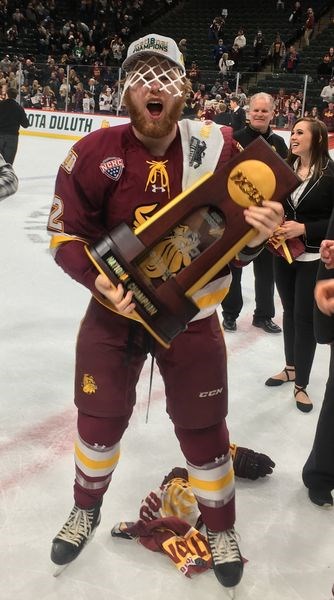 Jarod Hilderman celebrated after winning the 2018 National Championship in St. Paul, Minnesota”