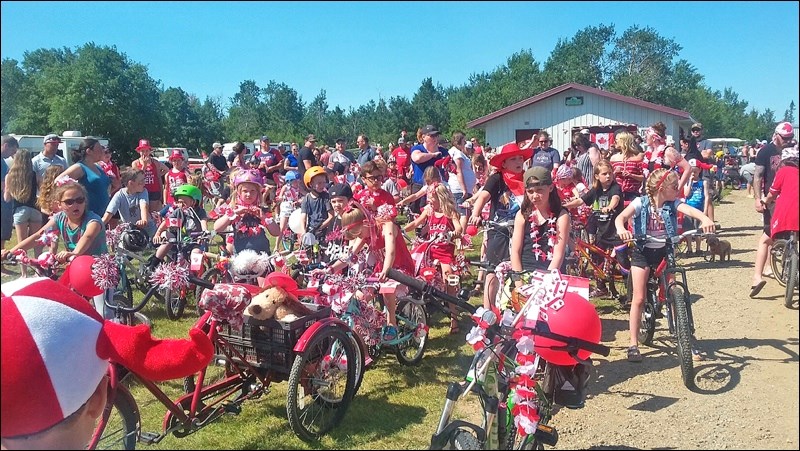 Approximately 200 children participated in the ninth annual Canada Day Bike Parade at Meota Regional Park. Photos submitted by Lorna Pearson