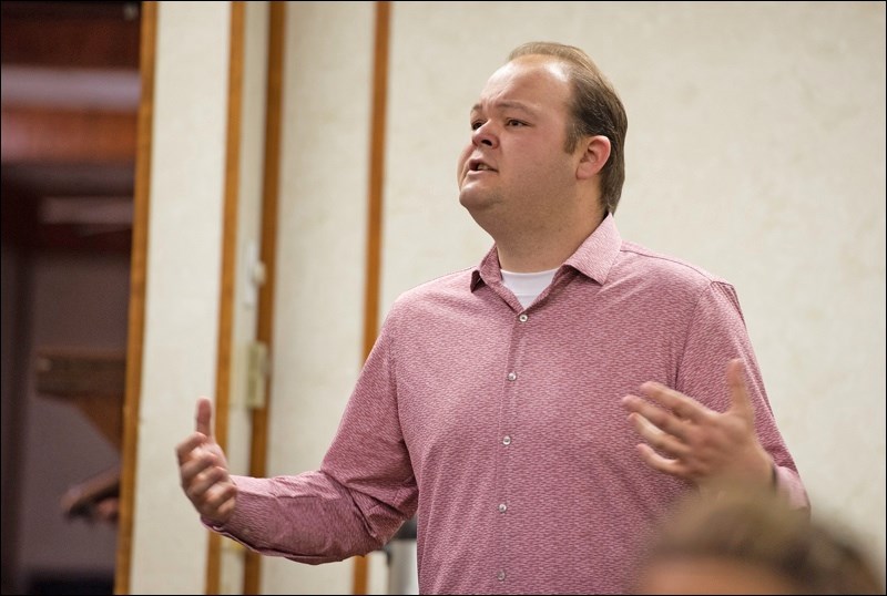 Josh LeBlanc took Estevan MLA Lori Carr to task on what she is doing to fight for coal. Photo by Bri