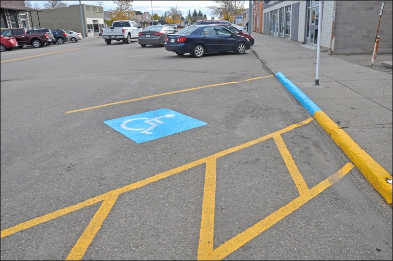 There’s a new handicap parking stall at the post office in Battleford. Photo by Josh Greschner