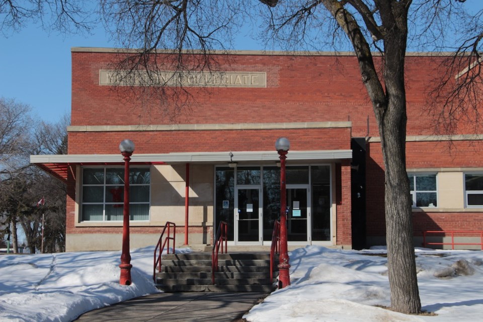 Dr. Brass School, currently empty, but students have the option to be in class.