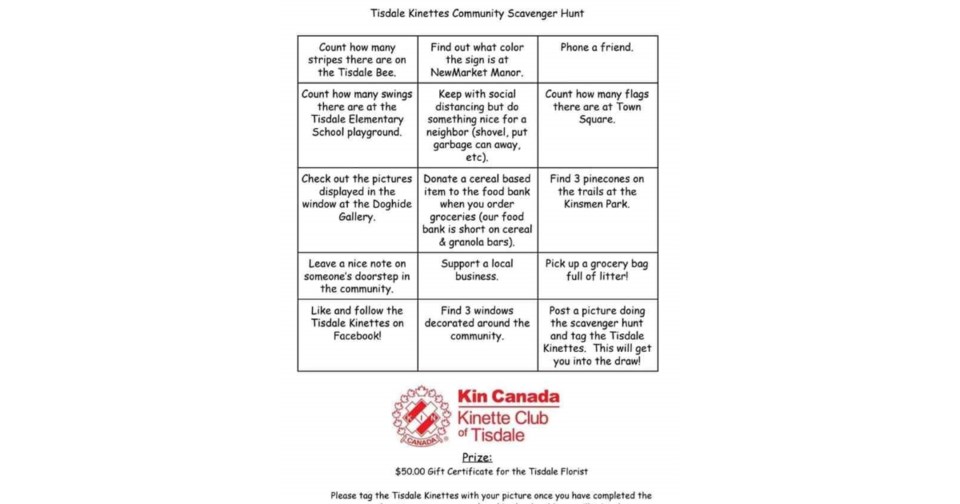 Tisdale Kinettes scavenger hunt challenge card