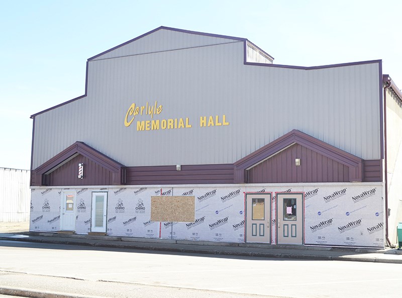 The Carlyle Memorial Hall is ready for the new stucco front, which will be applied once the weather is suitable.