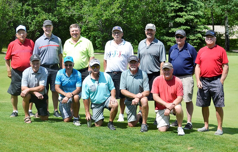 Team Kenosee Back Row L to R: Gerry Kuzick, Ken Ferguson, Dennis Beauchense, Hugh Quigley, Tim Amundrud, Gord West, Garnet Currie. Front Row L to R: Team Captain; Kenner Lees. Dave Wakefield, Paul Grimes, Pat Coffey, Jim Walker. Missing Doug Rintoul.