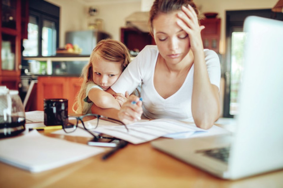 woman working at home