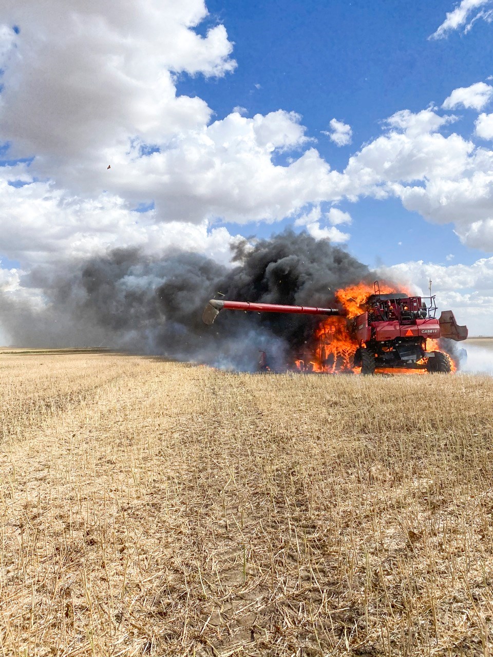 combine caught on fire