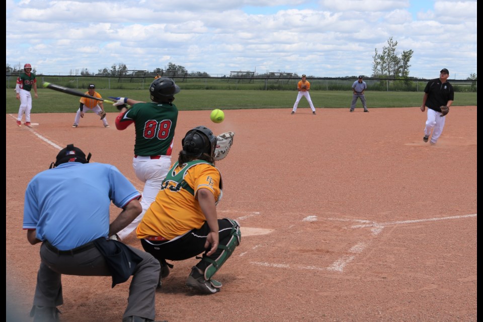 Father's Day action in Balcarres. Josh Miller at the plate for Rhein