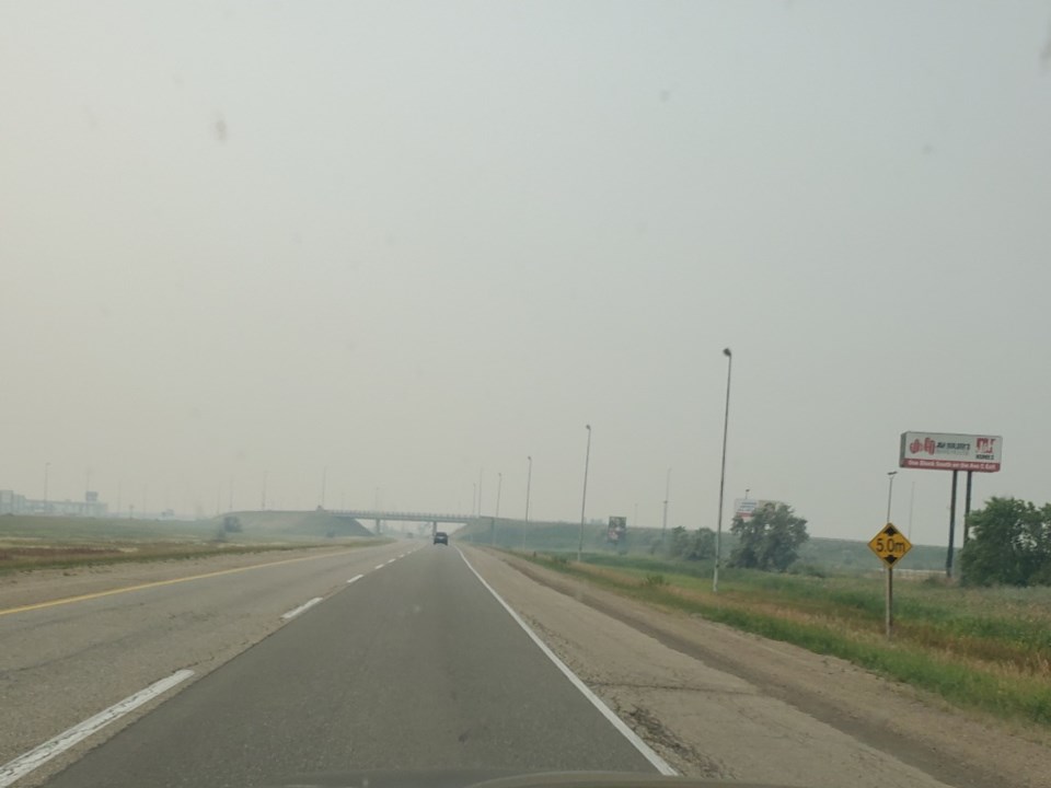 Smoke from wildfires north of the province cover Saskatoon early Friday and lasted mid afternoon.