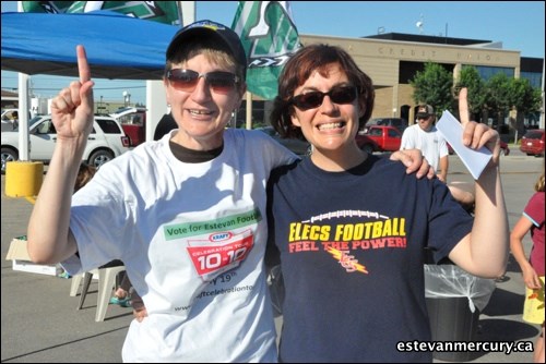 Wanda Harron and Brenda Lyons are two members of the football committee that helped bring the Kraft Celebration Tour to Estevan.