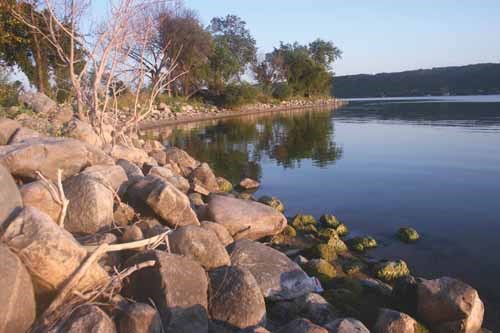 The shoreline of Mission Lake just west of Lebret.