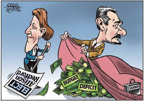 Alison Redford and Doug Horner sweep Budget Deficit under rug.