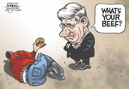 Stephen Harper questions E. coli victim.