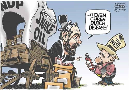 Thomas Mulcair sells Economic Snake Oil to a skeptical West