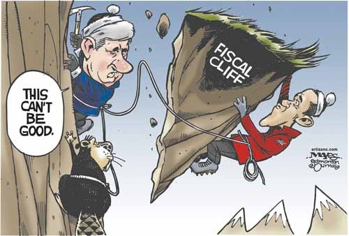 Stephen Harper worries when Barack Obama falls off fiscal cliff.