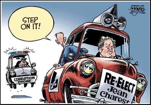 Jean Charest's re-election car races ahead of Corruption Probe