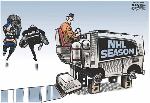 Players and owners steal the wheels off NHL season.