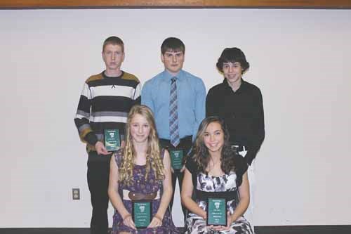 Back row from left: Austin Byczynski (Boys Soccer), Brody Kormos (Sr. Football), Kade Johnson (Sr. Boys Volleyball).