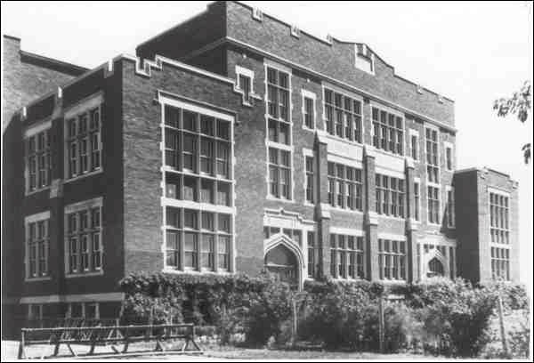 The original Connaught School was built in 1913 for a sum of $150,000, with its official opening April 17, 1914 attended by more than 1,000 people. There were 11 rooms on the first and second storeys and an auditorium on the third floor of the granite-trimmed Georgian frame and red brick building. News reports of the day state that on Thursday, May 29, 1986, part of the ceiling of a basement classroom collapsed, forcing the emergency closure of the school. A track and field meet held outdoors the next day was the last official day of school held at the old building. Staff and students finished the term at the North Battleford Comprehensive High School and the board of education made arrangements to rent a portion of the Don Ross Community Centre to house students until a new school could be constructed. At the time of the ceiling collapse, the school had already been slated for closure by the 1987-88 school term. The principal at the time, John Diehl, said although he was aware of the school's run down condition, the evacuation came as "a shock to all of us."