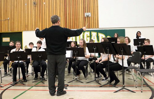 Kevin Dyck directs the Senior Band in their rendition of Mars by Holst on Monday, Nov. 24.