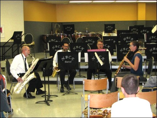 A saxophone quartet made up of Gene Aulinger, Regan Woytowich, Brian Quinn and Amy Francais entertained at the winter concert of the North Battleford City Kinsmen Intermediate and Beginner Bands. Photos by Jayne Foster