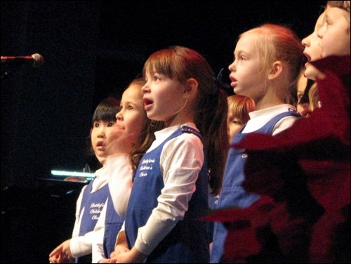 The Battlefords Children's Junior Choir, ages three to six, performed at WinterSong. Photo by Jayne Foster