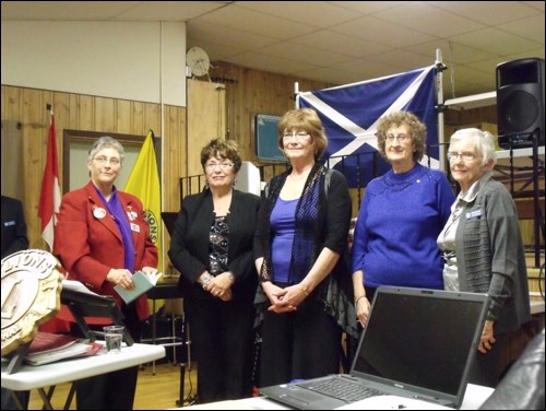 New members have been inducted into Borden Lions Club. Taking part in the ceremony are District Governor Ellie Mae Bishop, sponsor Sharon Assman, Jan Sparks, Beverly Assman and sponsor Helen Sutherland.