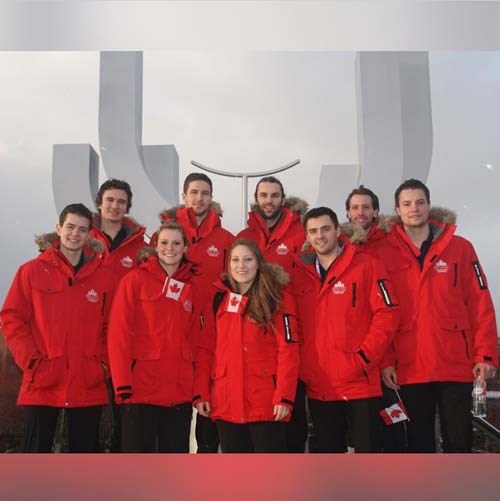 Manor native and captain of Canada's men's hockey team, Kruise Reddick (second from right), joins a few of his fellow athletes from The University of Alberta who were selected to compete for Canada at the 2015 Winter Universiade (University Games) in Granada, Spain. The biennial competition took place Feb. 3-14 and featured 1,200 elite university athletes competing from around the world. Prior to the competition, 24-year-old forward Reddick said playing Canada's national game on the international stage would be: “A once in a lifetime opportunity, and wearing the maple leaf is somehing that I'll look back on for the rest of my life.”