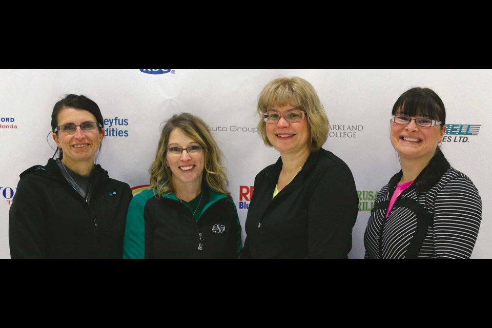 The YCC Ladies’ Bonspiel ‘B’ side winners. L to r: Linda Dietrich (skip), Kim Petruk (third), Susan Bewcyk (second) and Cynthia Brinley (lead).