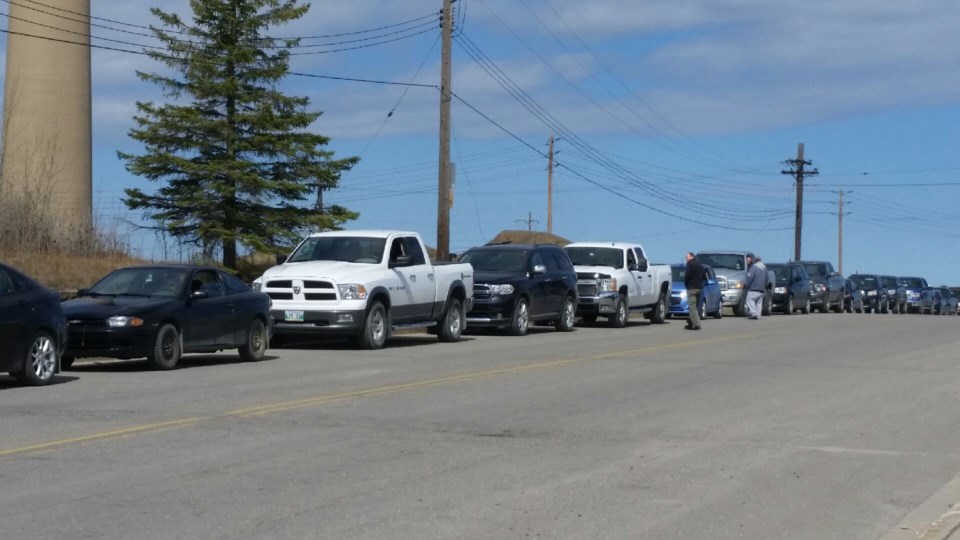 Picketers are delaying vehicles entering Hudbay property, resulting in long lineups on the Perimeter